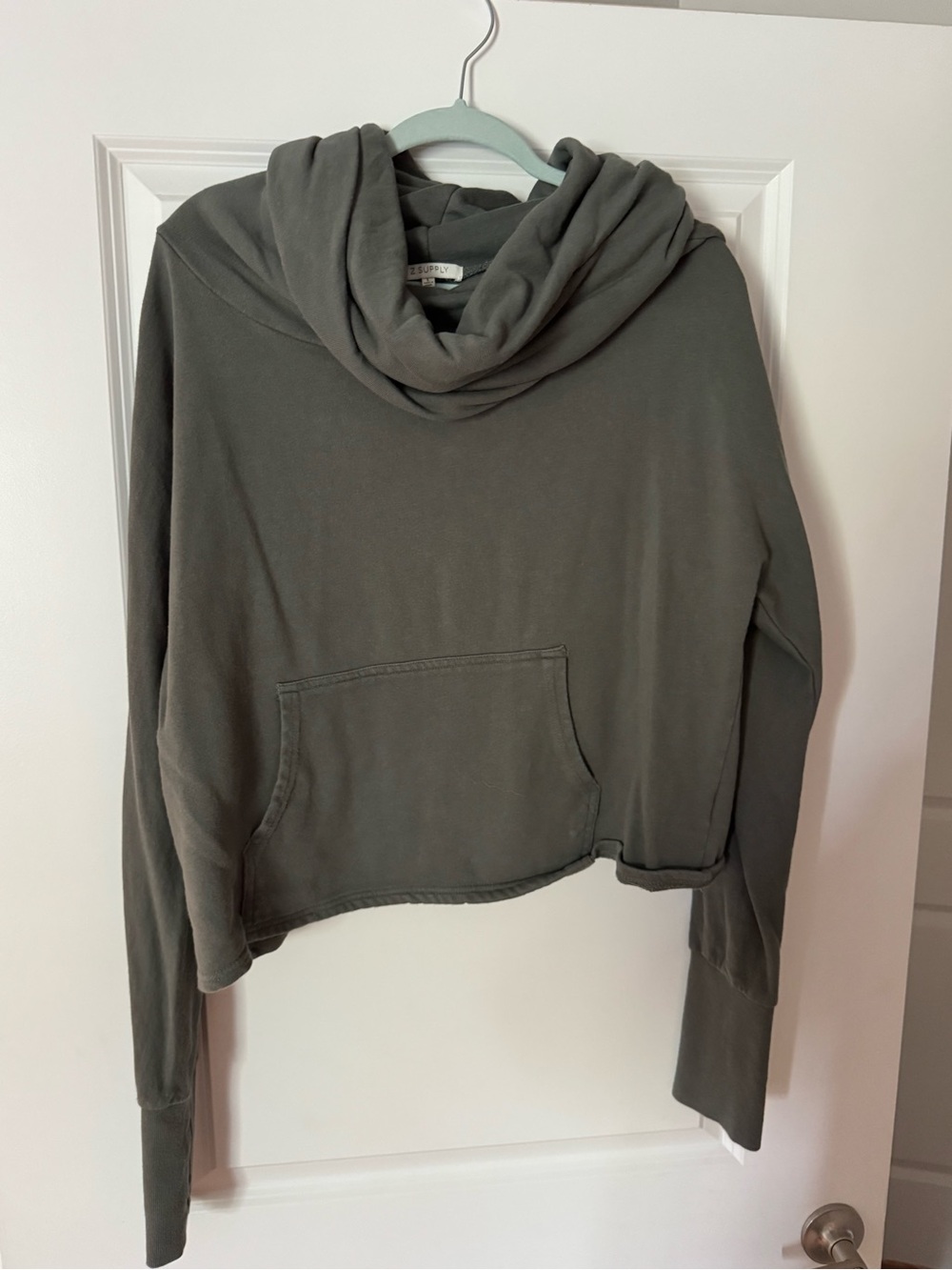 Z Supply Olive Green Cowl-Neck Pullover Hoodie